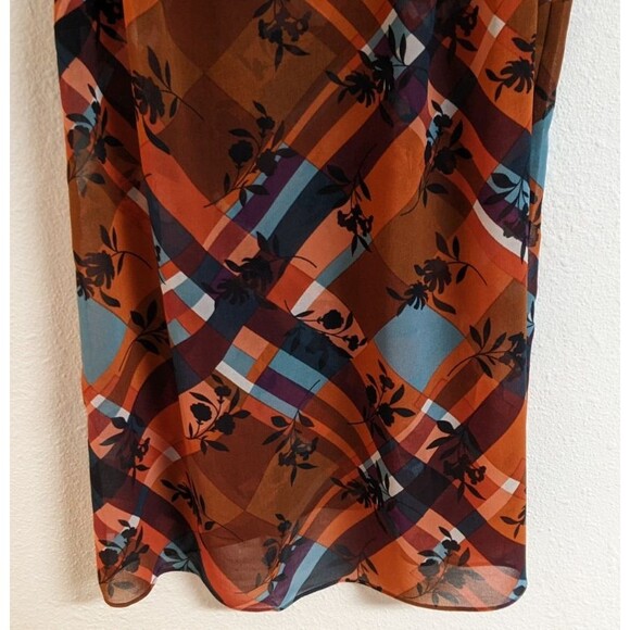 Women's Cabi # 3773 Lattice Top Plaid Floral Layered Blouse Top 2-Piece Medium - Picture 6 of 16